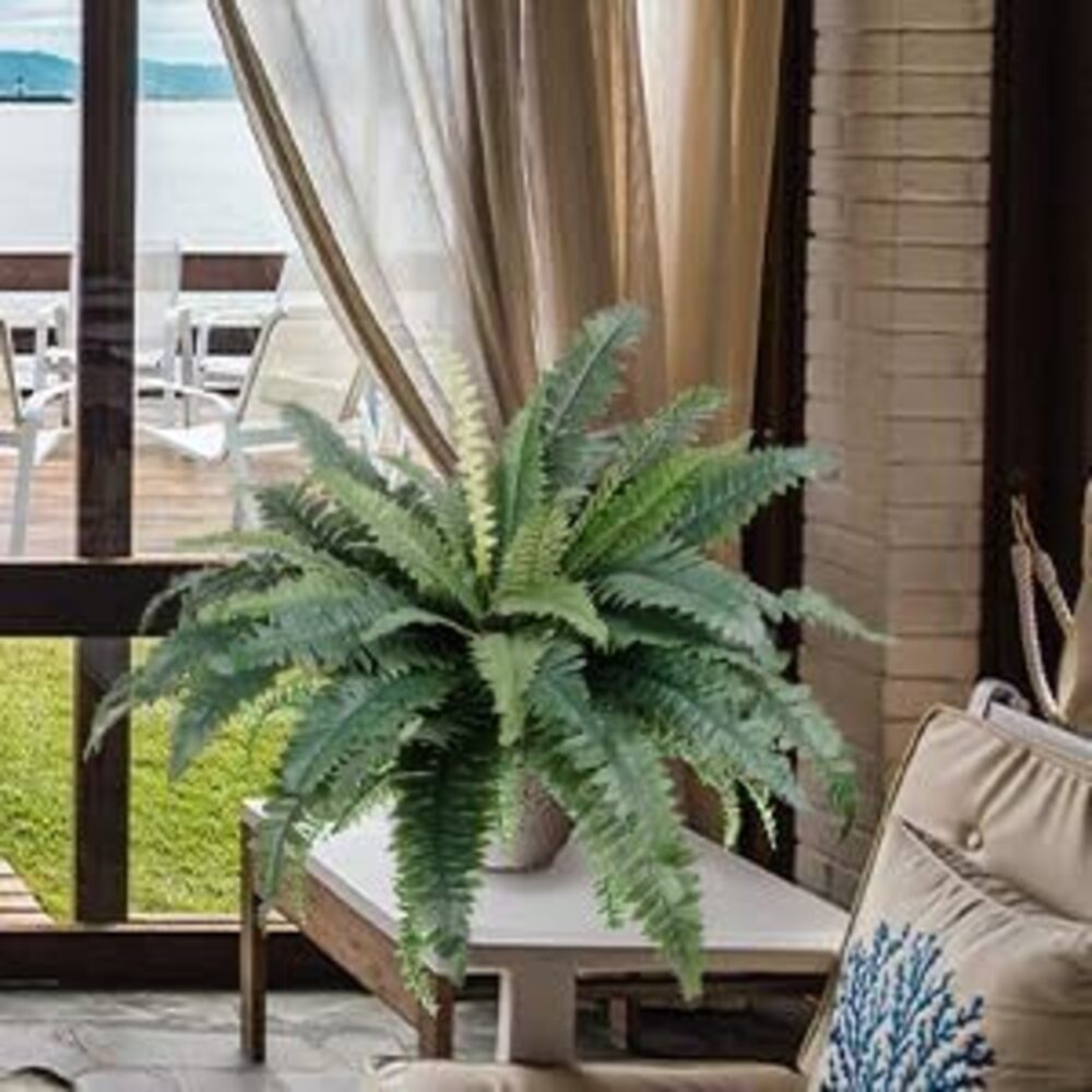 3008 Artificial Ferns for Outdoors Set of 2 Bouquets 30" Diam Large Long - Picture 8 of 8